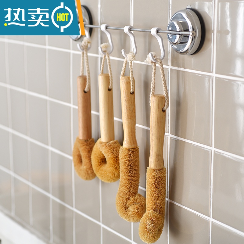 敬平长柄洗锅刷家用不粘锅厨房灶台刷洗碗刷椰棕刷子清洁刷 长款锅刷高清大图