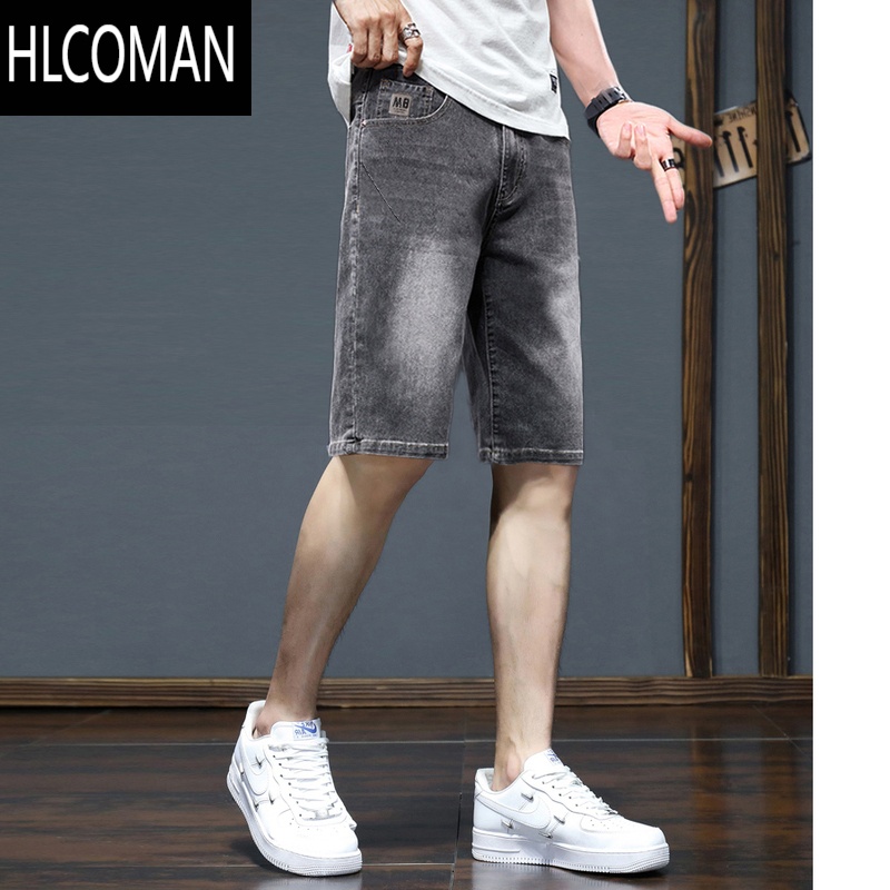 HLCOMAN男士牛仔短裤夏季薄款宽松弹力五分潮牌休闲百搭韩版潮流中裤子男高清大图