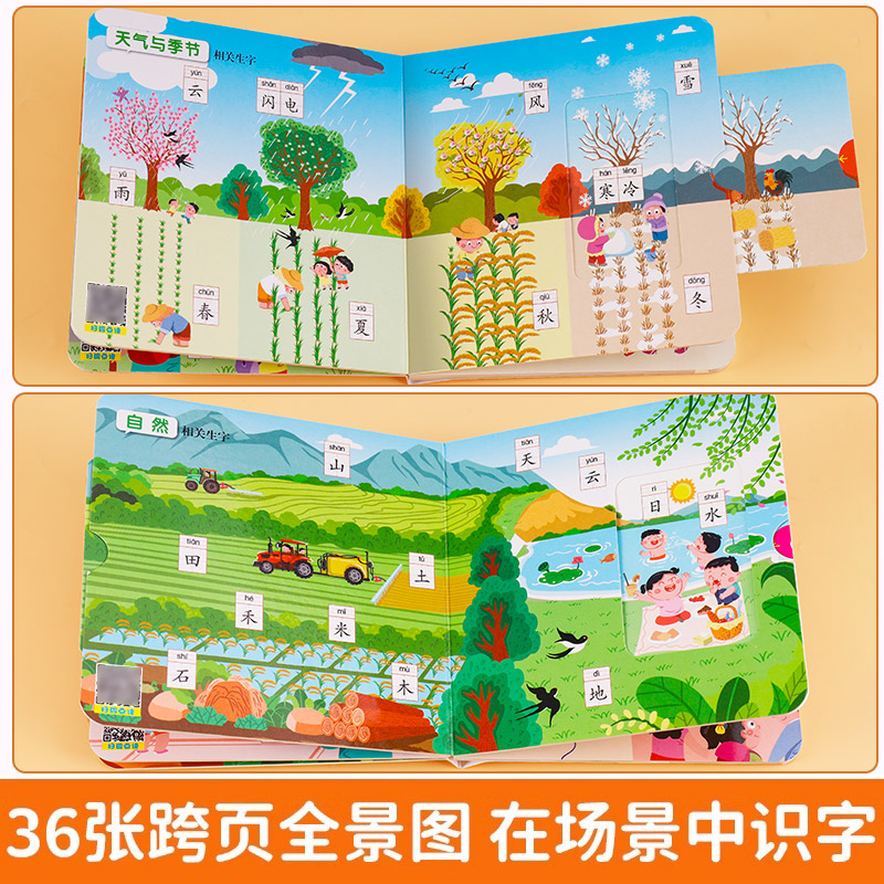 识字机关书(全6册) [正版]我的第一本识字启蒙书全6册识字机关书幼儿认汉字300字婴儿推拉洞洞书2-3岁幼儿园阅读一岁高清大图