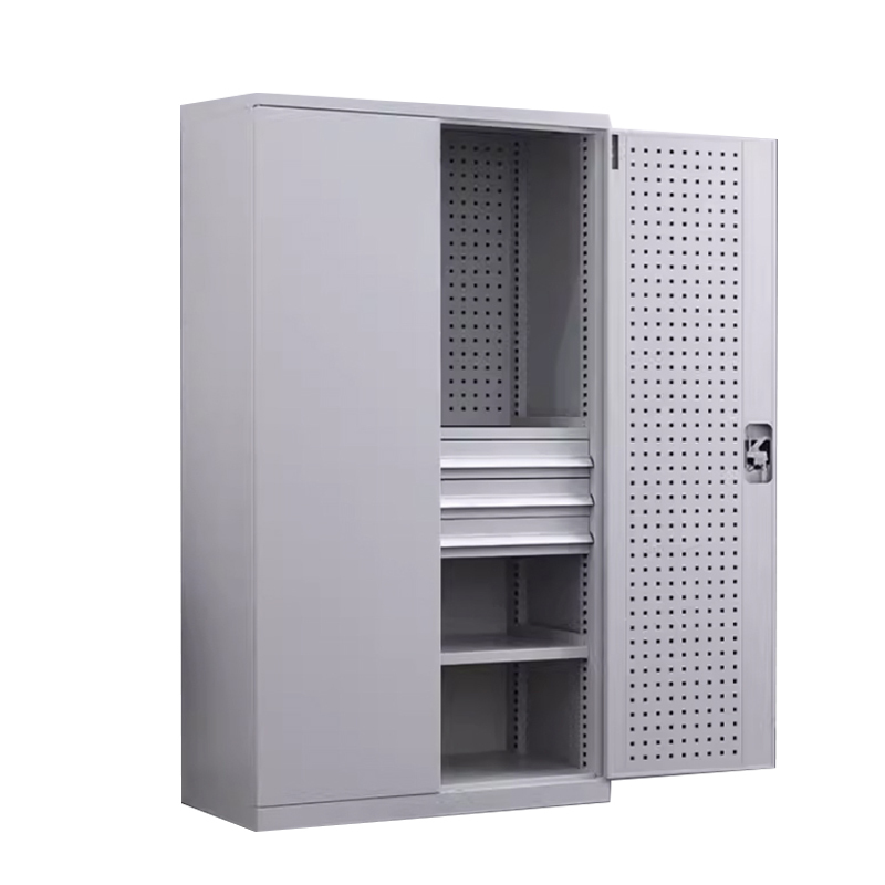 阿拉贡重型工具柜加厚物件工具储物柜工厂铁皮柜汽修厂零件收纳柜白色三层三抽带挂板