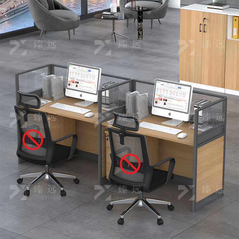 臻远 GWC-002 职员办公桌屏风桌组合员工位电脑桌职员工位 直排双人位高清大图
