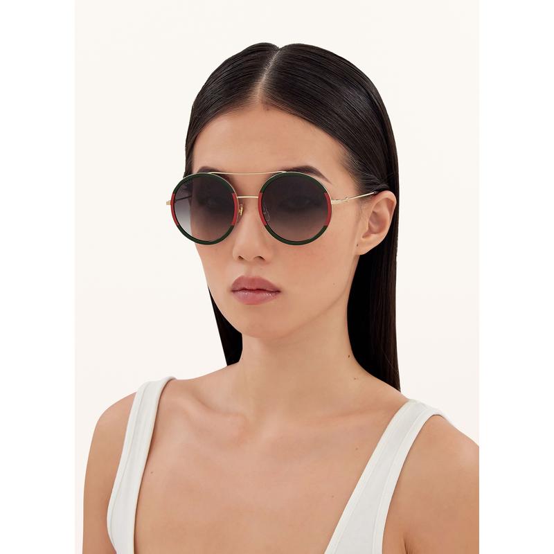 古驰(GUCCI)女士圆形带闪粉 logo装饰时尚潮牌太阳镜配眼镜盒清洁高清大图