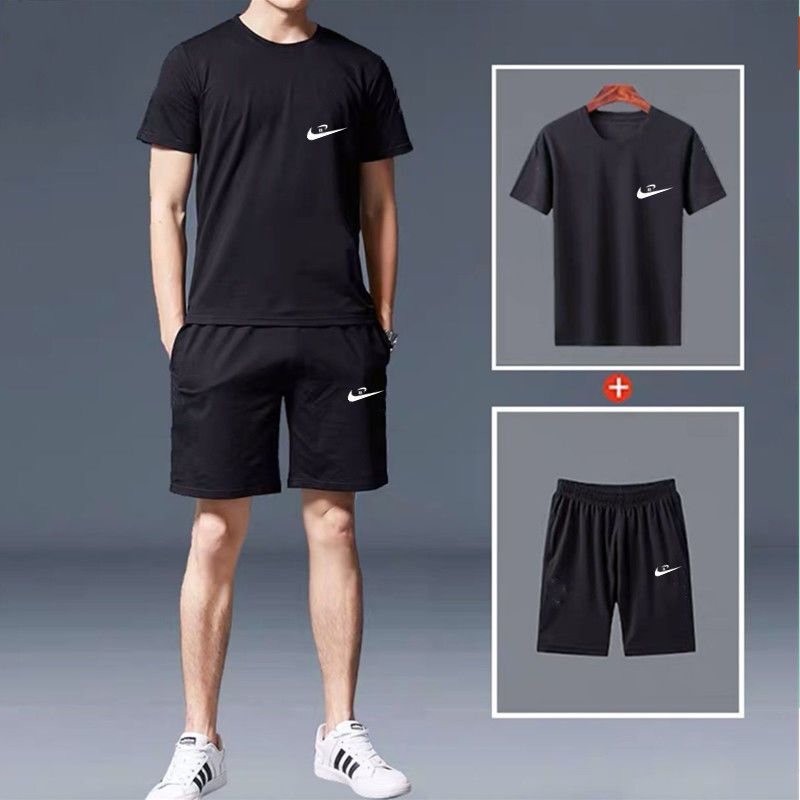 运动套装男士休闲套装夏季男装短袖t恤青中年搭配休闲跑步运动服