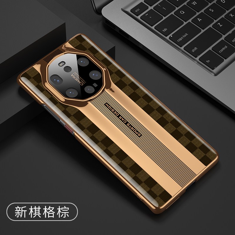 VMONN华为mate40rs手机壳钢化玻璃壳镜头全包保护mate40rs保护套个性创意Huawei轻薄简约_711 华为mate40rs【新棋格棕】+送软膜 默认