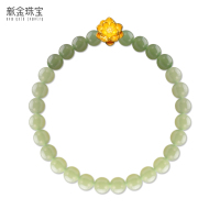 新金珠宝 足金莲花手串 和田玉晴水渐变手链拼色玉石珠串1042