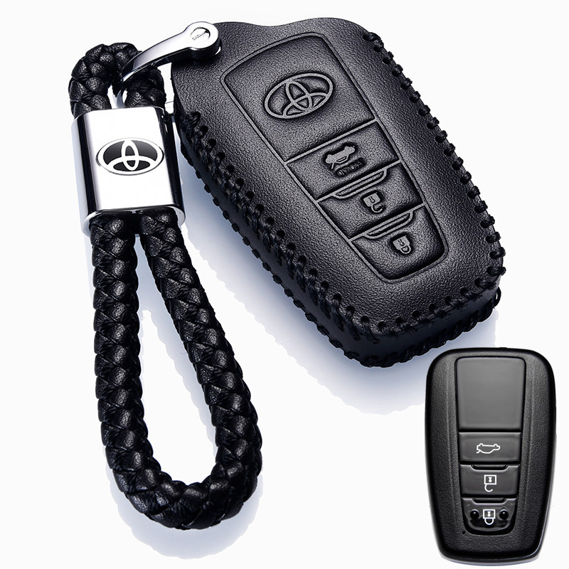 【补贴10%】2019款普拉多钥匙套18款霸道4000真皮钥匙包2700锁匙扣车用壳高档汽车钥匙包 E款黑色+绳（智能三键）18-19款