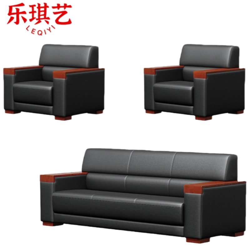 乐琪艺 办公室沙发组合 1+1+3+茶几 套高清大图