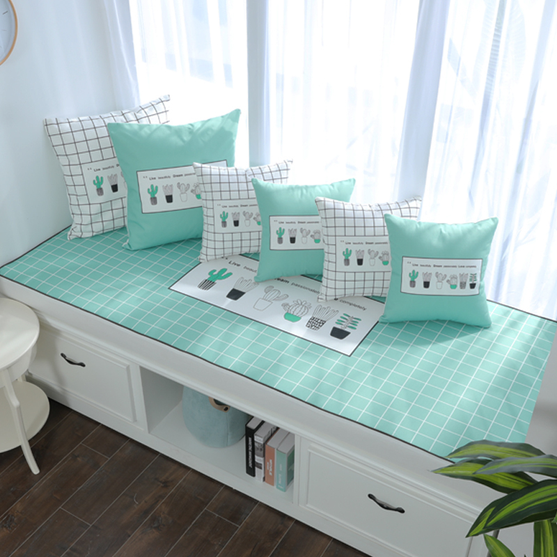 BONJEAN高密度海绵北欧飘窗垫窗台垫定做印花风沙发垫阳台榻榻米垫 仙人掌3cm飘窗垫