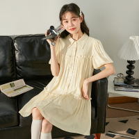 唐狮早春新款连衣裙女短款波光粼粼气质斩女甜美流行漂亮衬衫裙DY