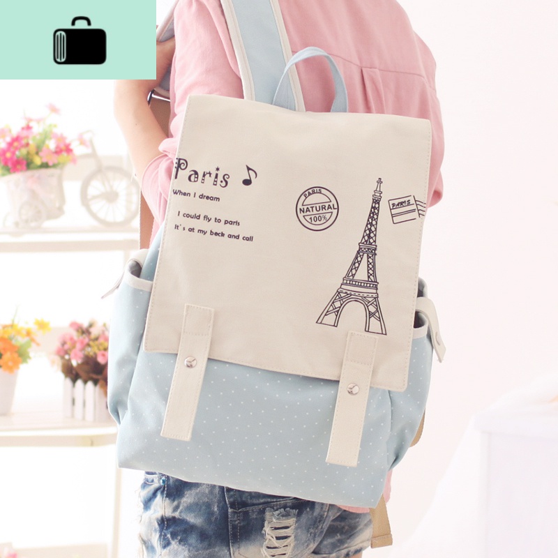 初中生书包女韩版高中学生ins风日系双肩包帆布森系校园简约背包NEW LAKE