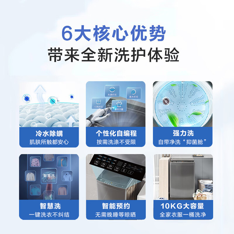 海尔(Haier)波轮洗衣机全自动 10公斤大容量 超净洗 自编程 一体上盖 抗菌波轮 EB100Z33Mate1高清大图