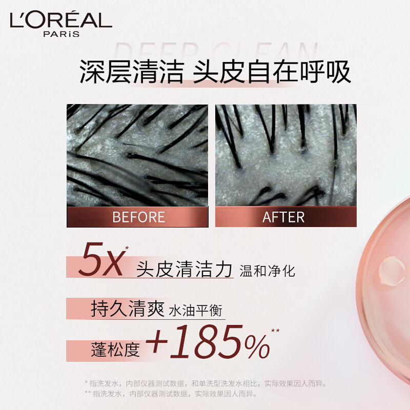 欧莱雅生姜洗发水 强韧柔顺洗发露440ml 强韧丰盈柔顺洗发露深层清洁头皮无硅油控油平衡温和去屑防断发 (生姜精粹)