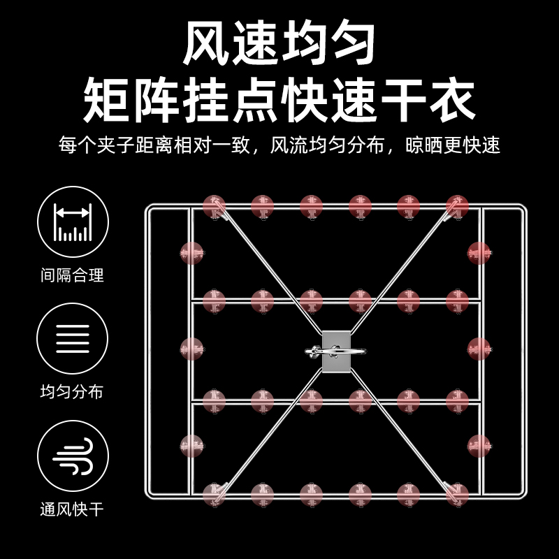 不锈钢衣架多夹子晒袜子方形内衣婴儿凉衣架挂钩家用多功能晾袜架高清大图