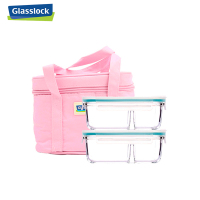 三光云彩(GLASSLOCK)饭盒韩国进口耐热钢化玻璃分隔带盖密封便当保鲜盒可微波加热蒸汽孔两件套装上班组670ml*2