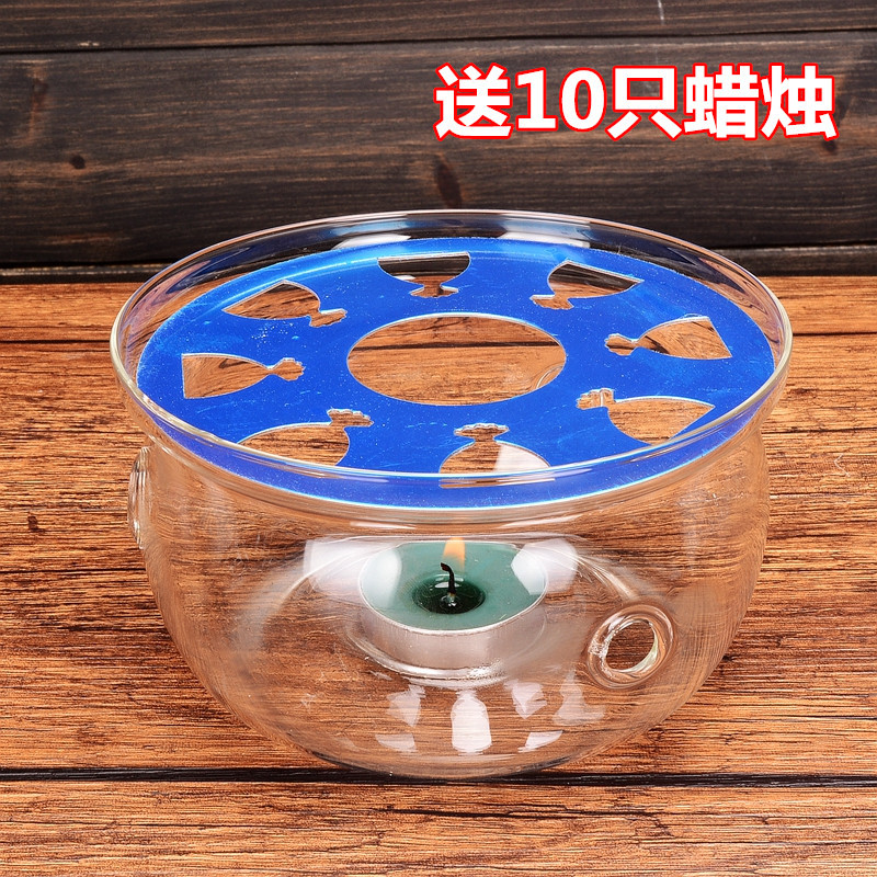 心形保温底座送10只蜡烛 茶壶保温底座加热器暖茶器蜡烛茶炉烛台家用炉子透明心形煮茶器