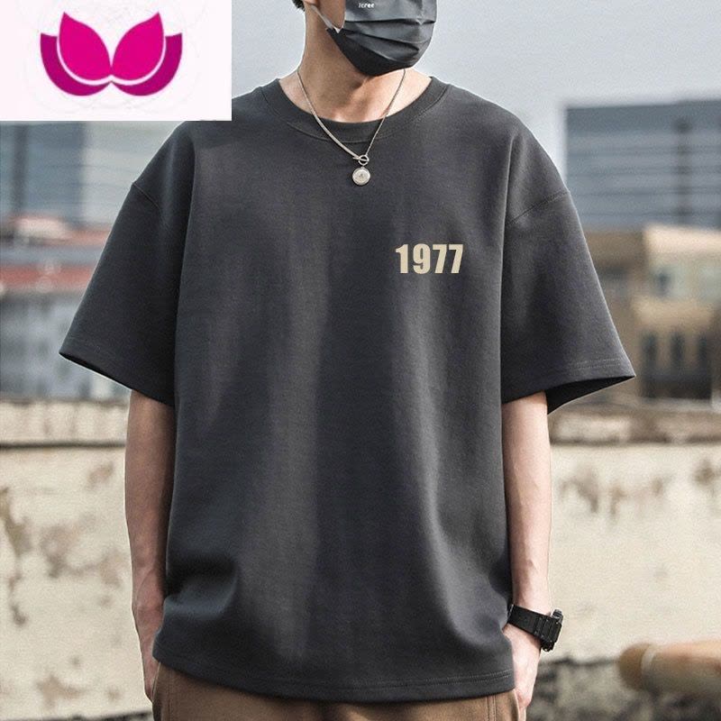 七斓1977短袖T恤男士ins潮牌上衣服港风夏季宽松上衣半袖体恤图片