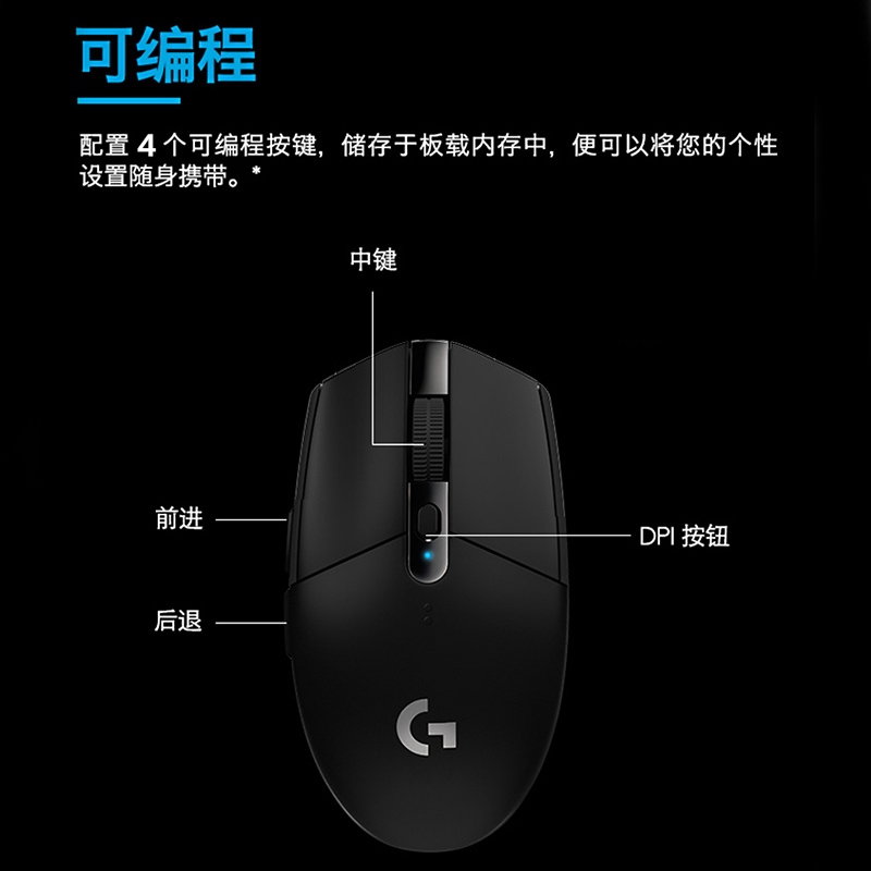 罗技G304无线鼠标游戏电竞机械台式电脑笔记本滑鼠吃鸡宏