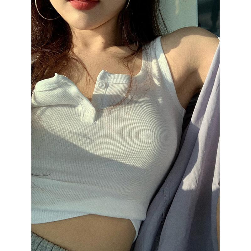 婕秘设计感小众外穿短款上衣春夏季内搭无袖法式小吊带性感背心女士潮