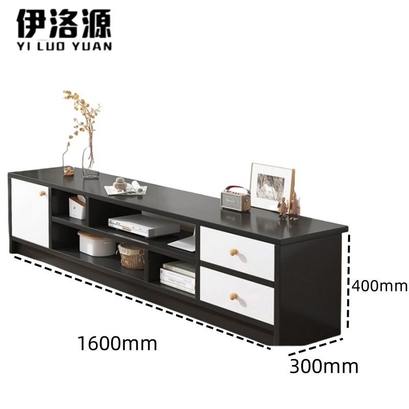 伊洛源 茶几储物柜电视柜 三柜门黑白色1600*300*400mm件 多规格