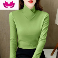 七斓双面德绒加厚洋气内搭打底衫韩版修身半高领长袖保暖t恤上衣女 2XL125-140斤 绿色德绒保暖