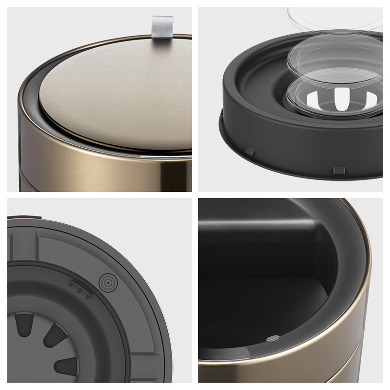 优百纳皓月12L欧式不锈钢锂电池感应垃圾桶家用轻奢客厅厨房卫生间卧室高清大图