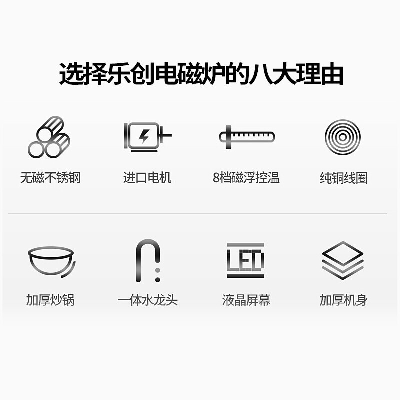 lecon/乐创 商用电磁炉大锅灶大功率20KW 饭店厨房食堂炒炉电灶台 380V/20KW 80CM*2