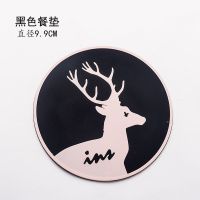 餐桌防烫隔热垫桌垫杯垫可爱锅垫菜盘子垫子碗垫子硅胶卡通家用垫 黑色9.9cm(一片装)