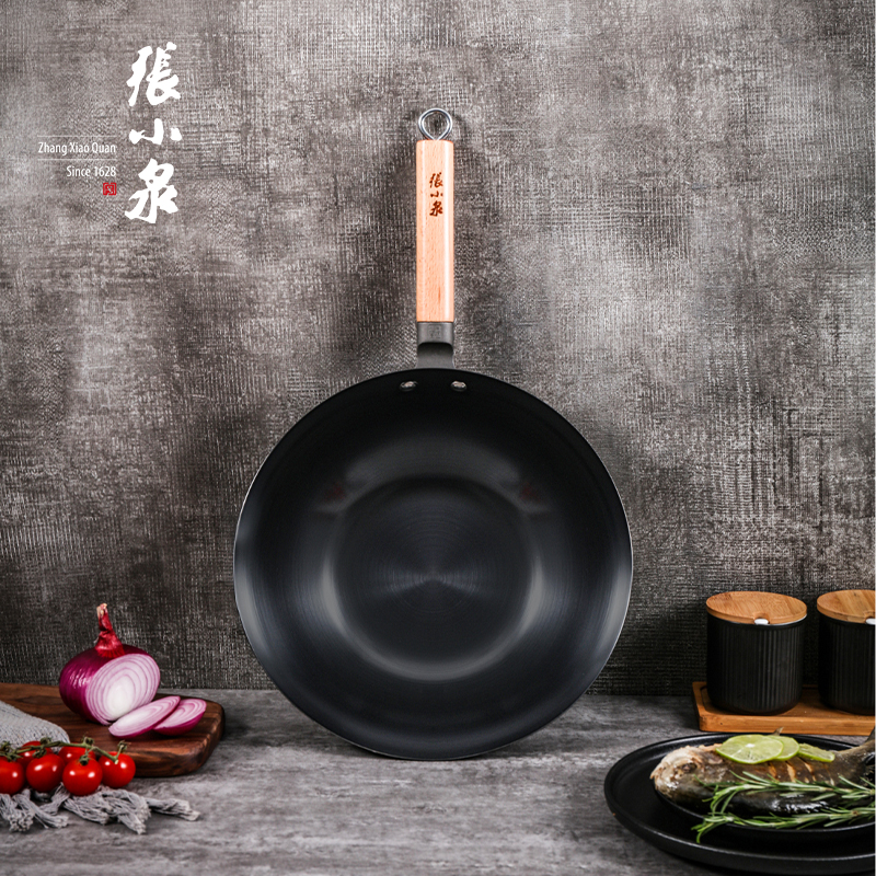张小泉 精铁旋压炒锅30cm(带盖) C30660200高清大图