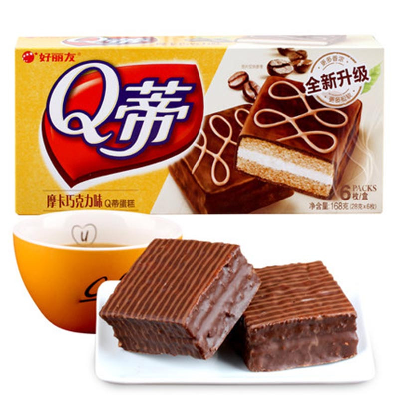 好丽友q蒂多层蛋糕摩卡巧克力336g12枚