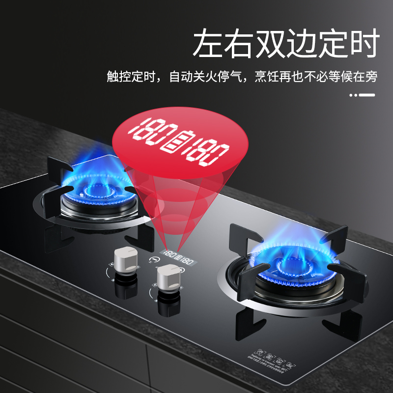 志高(CHIGO) H090C双灶眼燃气灶(液化气) 4.8大火力台式嵌入式家用 双灶定时燃气灶