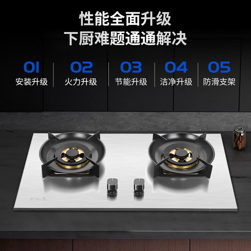 金龙灶具662B 不锈钢面板纯铜火盖经久耐用聚能炉架图片