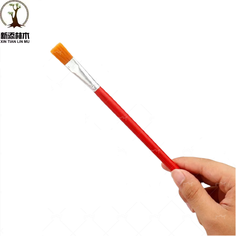 新添林木红杆尼龙毛扁平油画笔 排笔/支4#高清大图