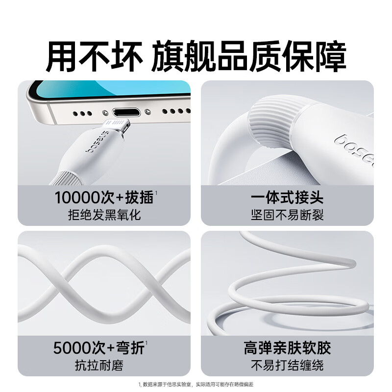 倍思 劲速系列 快充数据线CB000127 USB to iP 2.4A 1m 星曜黑(单位:根)高清大图
