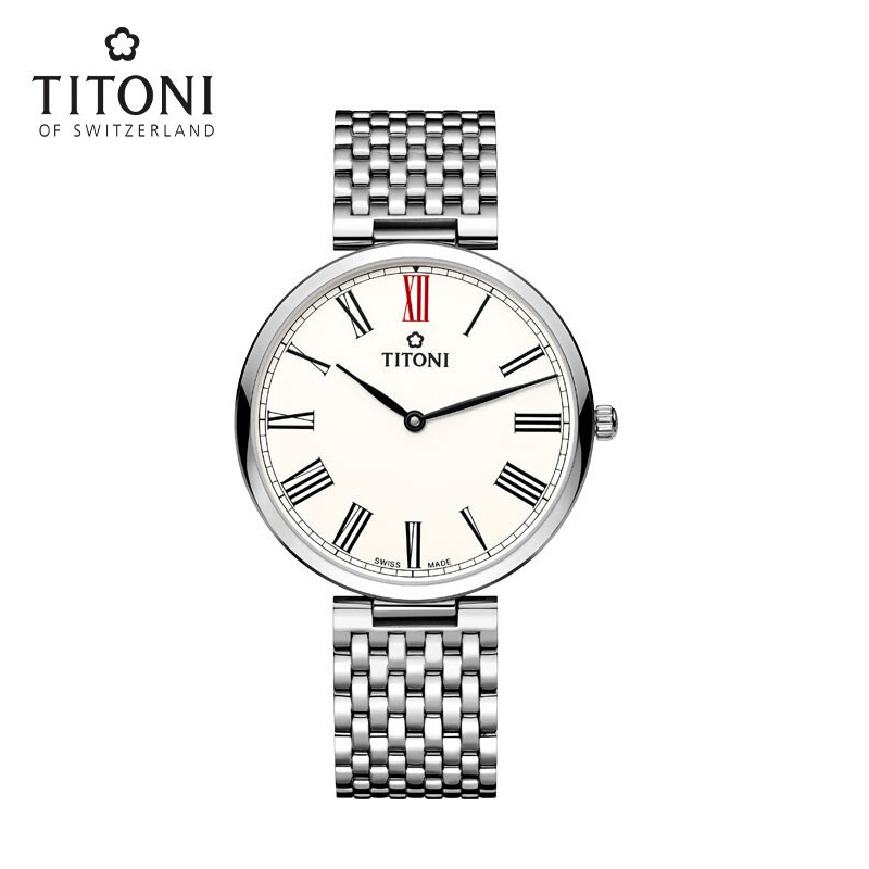 Titoni/梅花表纤薄系列精钢时尚男表石英表瑞士TQ52718S-608高清大图