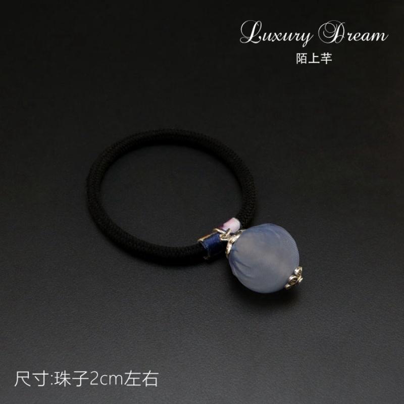 绳圈 绢纱包珠珠头绳头花 简约时尚丸子花苞头饰饰品女送女朋友老婆生日礼物
