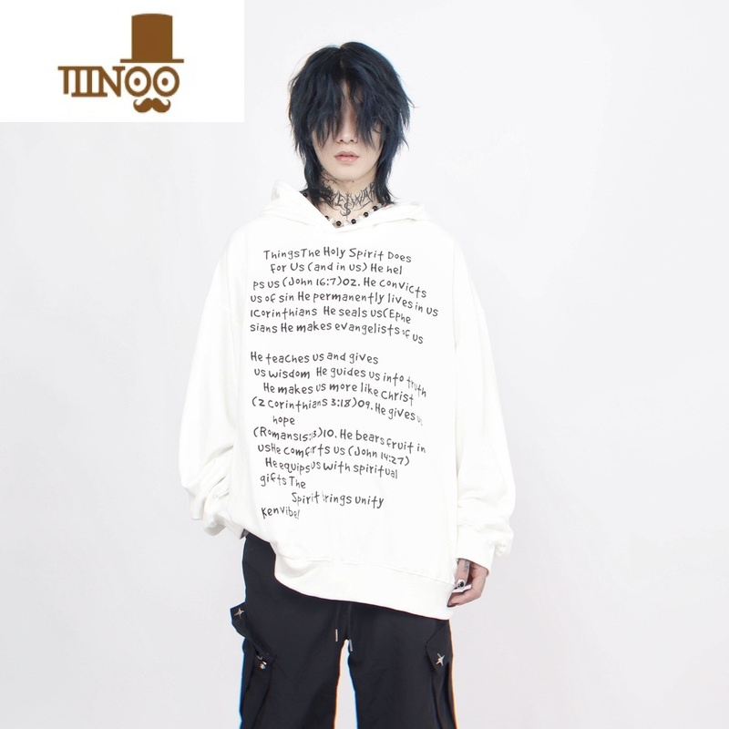 YANXUMz 美式街头情侣潮流小众字母印花连帽卫衣男秋季潮牌慵懒帽衫潮高清大图