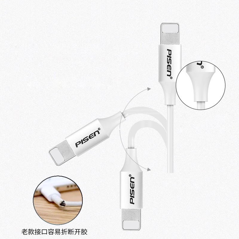 品胜USB-L口数据线抗折断充电线1.5米 白色高清大图