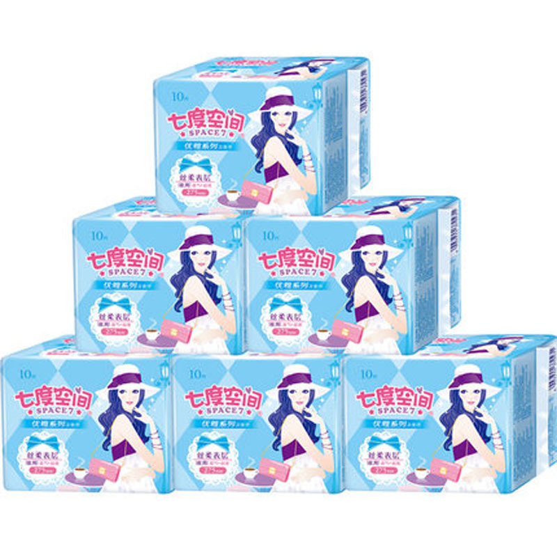 七度空间 QUC8210 优雅夜用卫生巾 丝柔275mm*10片 24包/箱