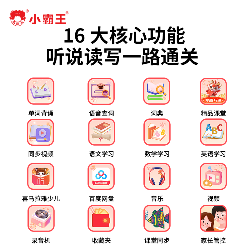 小霸王听力宝A7Pro+64G内存卡 英语学习智能复读机学生随身听力宝触屏小学初中高中学习机高清大图