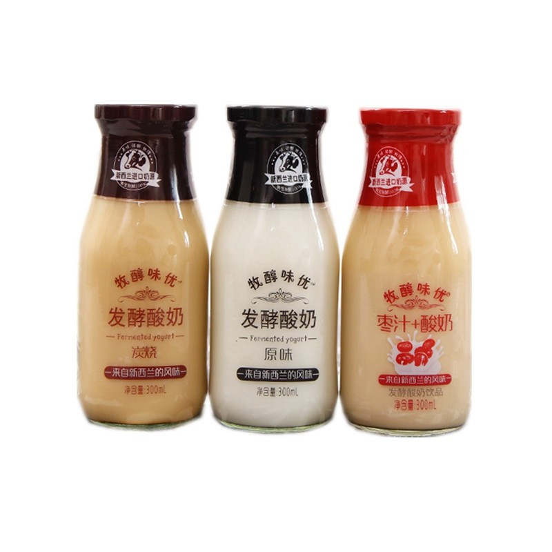 牧醇味优原味风味酸奶300ml6瓶常温发酵玻璃瓶酸奶红枣味6瓶