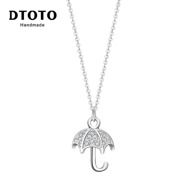 DTOTO 可爱雨伞银项链 S925银镶锆石吊坠