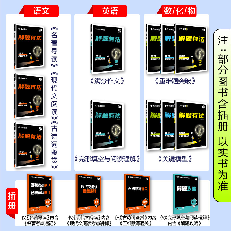 语文[现代文阅读] 全国通用 [正版]中考必刷题解题有法语文数学英语物理化学现代文阅读古诗词鉴赏名著导读关键模型重难题突