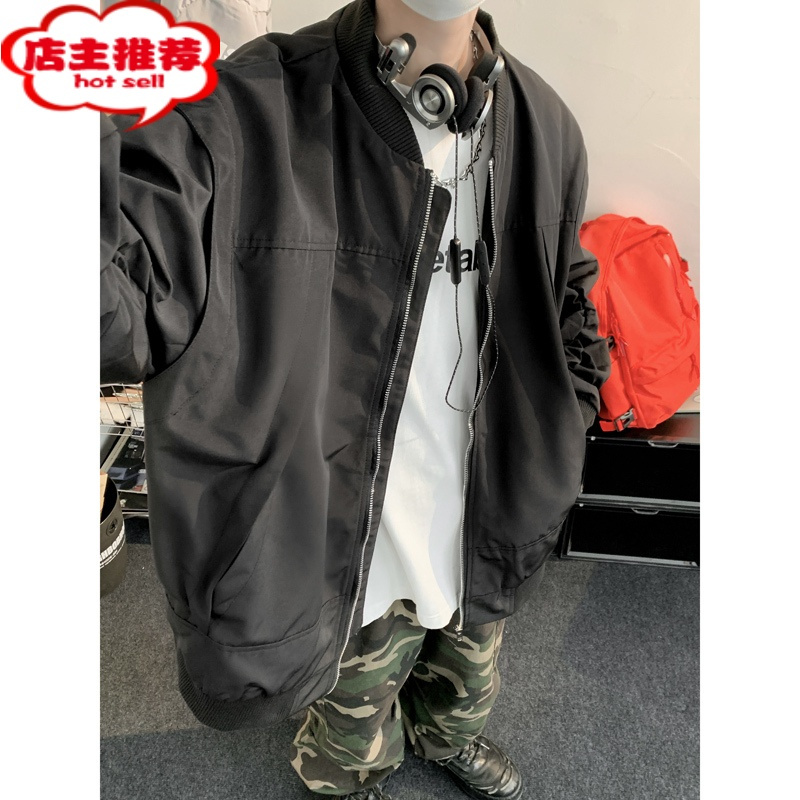 SHANCHAOma1飞行员夹克男美式oversize潮牌痞帅防水设计感棒球服外套