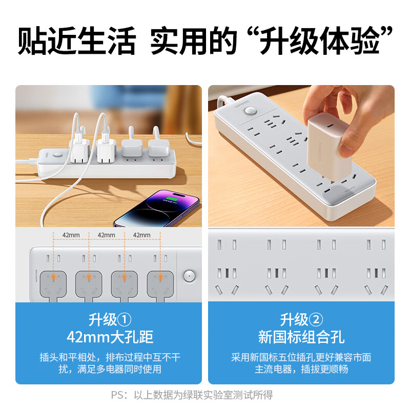 绿联插线板[8位总控]组合 全长2米高清大图
