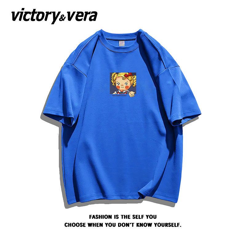 VICTORYVERA可爱风印花短袖T恤女2022夏季ins超火纯棉宽松上衣服