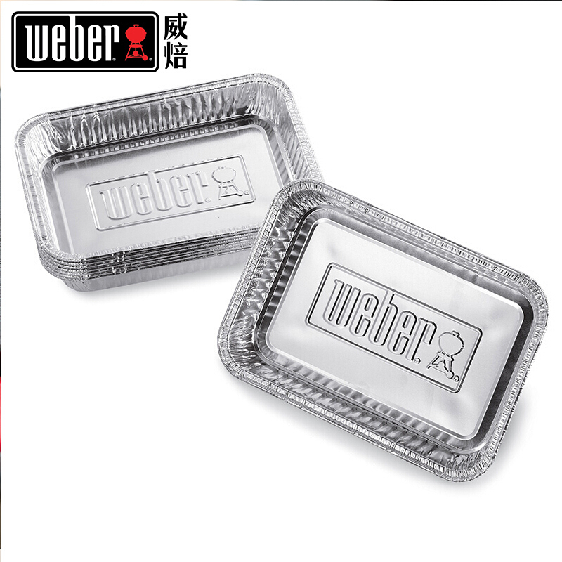 威焙(weber)加厚烧烤铝箔集油盘烘焙盒子烤肉烤鱼铝箔纸盘10个装 大号