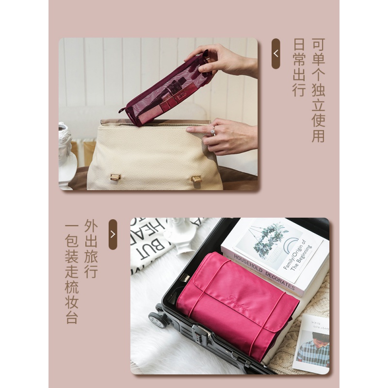 化妆包女网红便携大容量收纳袋ins风超火小号随身折叠旅行洗漱品收纳袋 三维工匠高清大图