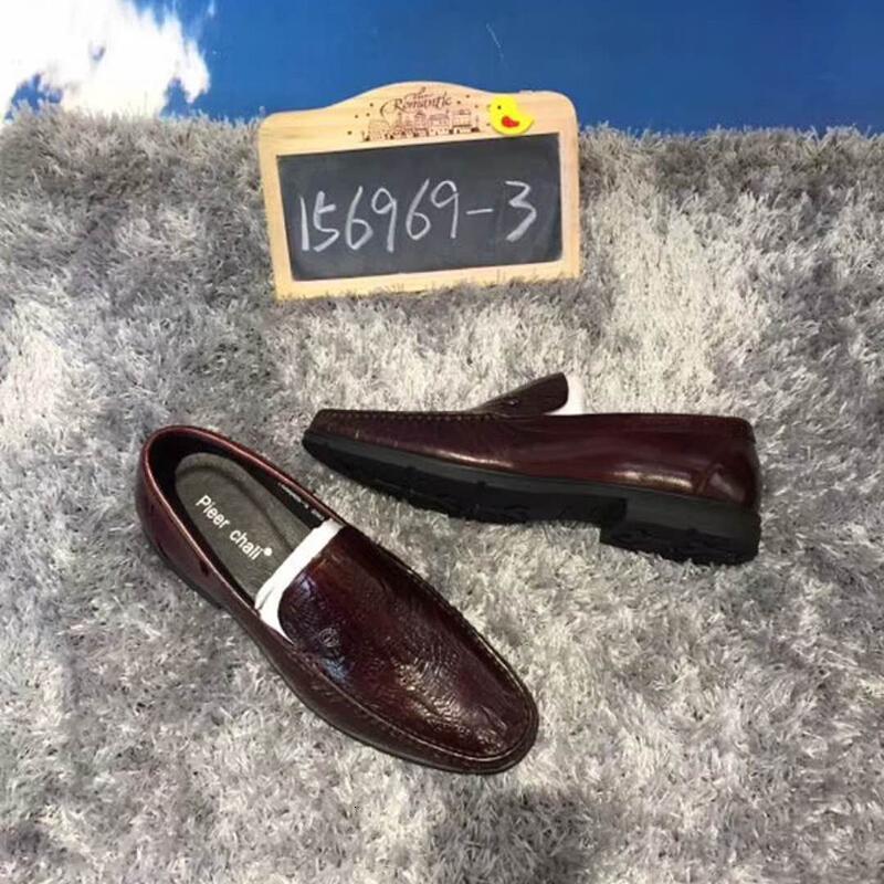 皮尔查理男鞋新品棕色皮鞋男休闲鞋爸爸皮鞋套脚皮鞋男