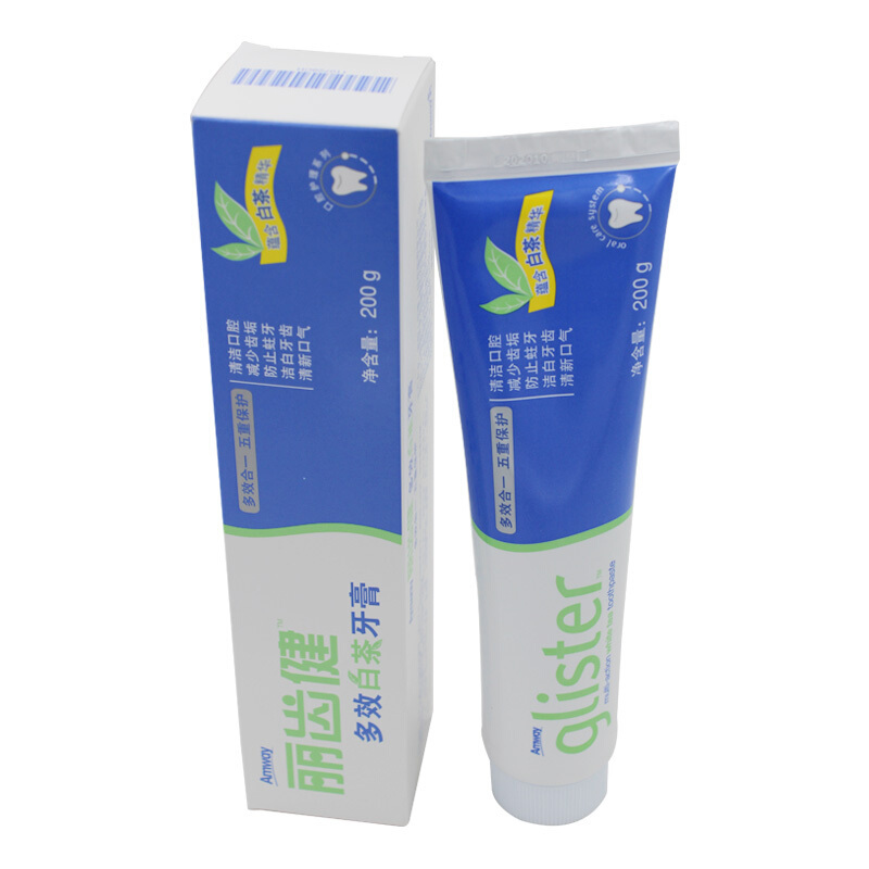 安利（Amway） 安利牙膏 丽齿健多效白茶牙膏200g和安利丽齿健多效含氟牙膏200g