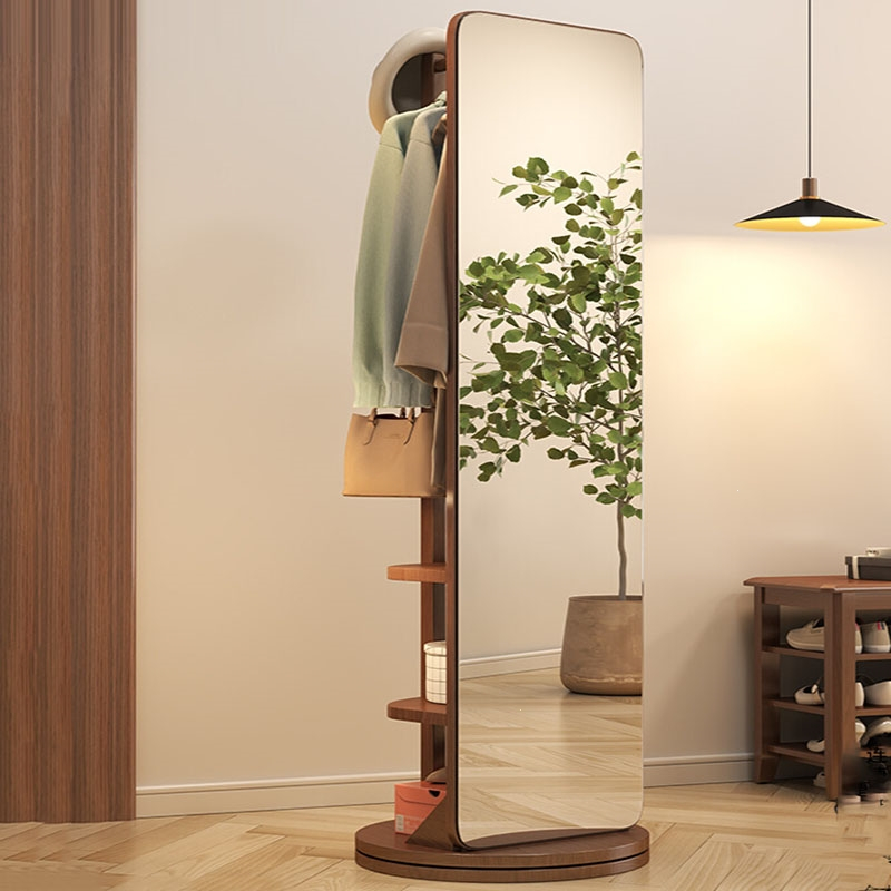 法耐fanai全身镜落地镜家用卧室可旋转移动试衣镜子带挂衣架一体